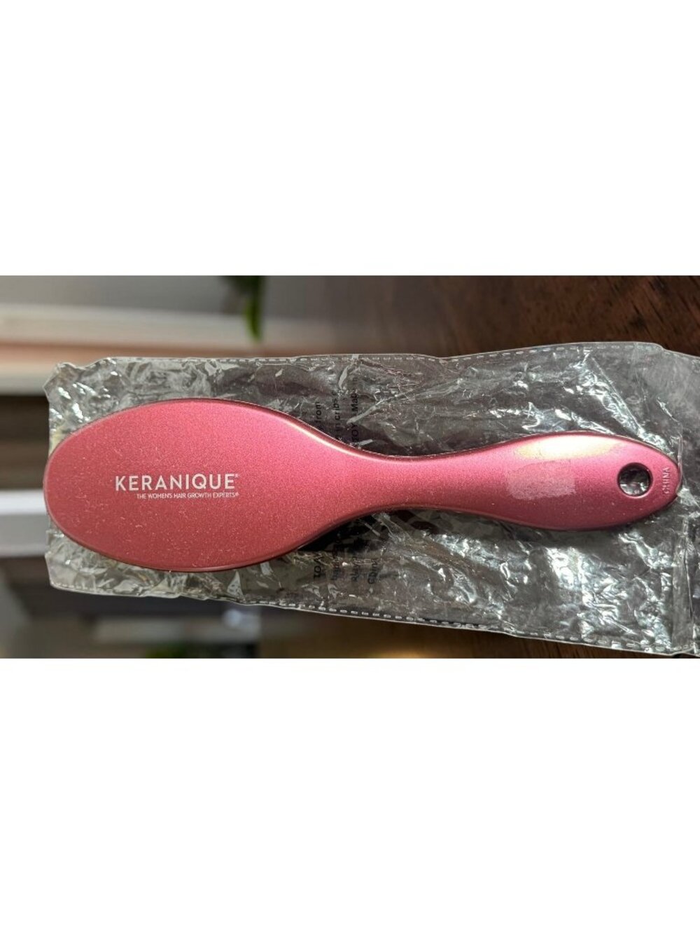 Keranique Pink Hair Brush With Nylon Bristles For Gentle Detangling & Styling